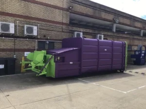 Refurbished waste compactor for a shopping centre client.