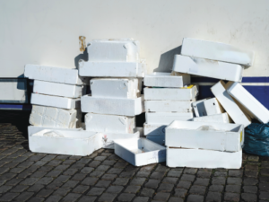 Pile of polystyrene disposed of incorrectly.